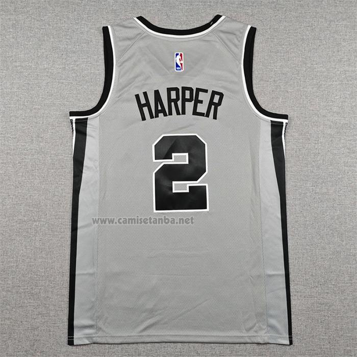Camiseta San Antonio Spurs Dylan Harper NO 2 Statement 2025-26 Gris